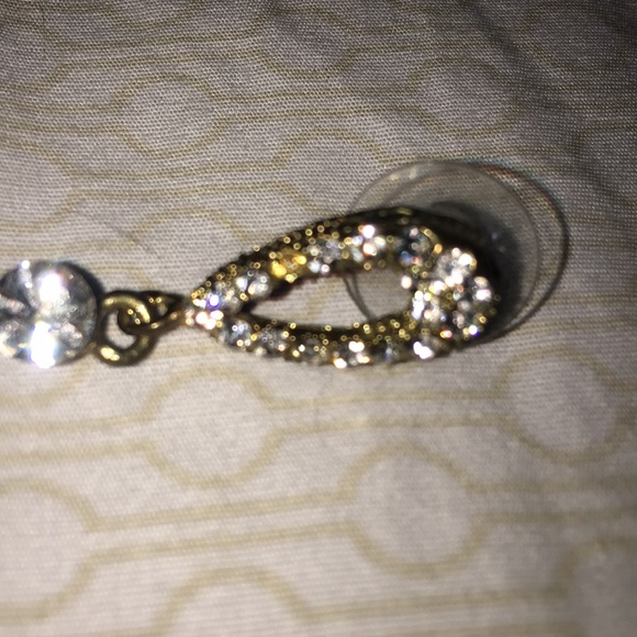 Shoe Dazzle Rhinestone Encrusted Drop Earrings - Picture 3 of 3